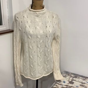 Long Sleeve wool Blend Cable Knit Sweater